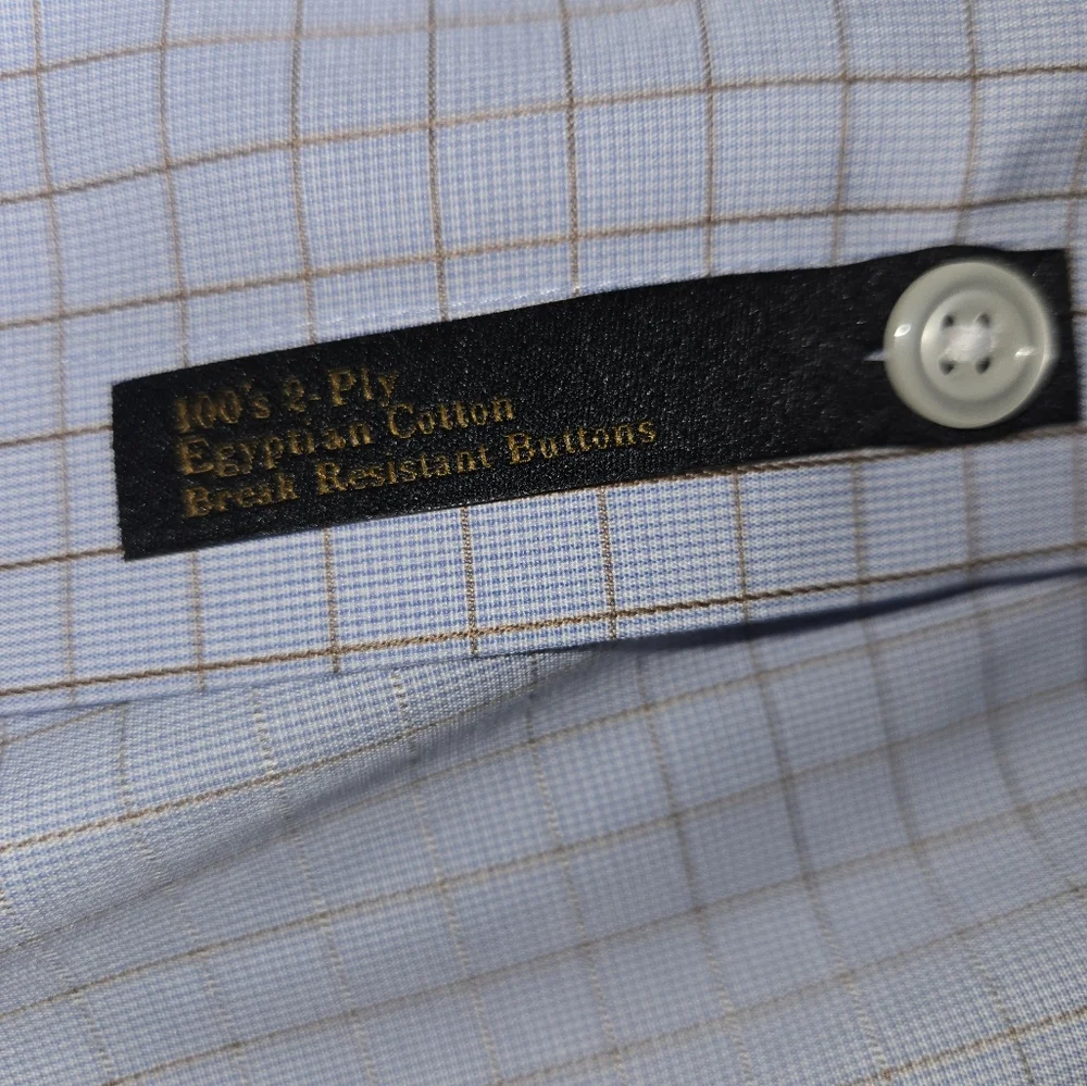 NWT Jos. A. Bank Men's Reserve Blue Checkered Dress Shirt Size 17 1/2-35 - Picture 3 of 5